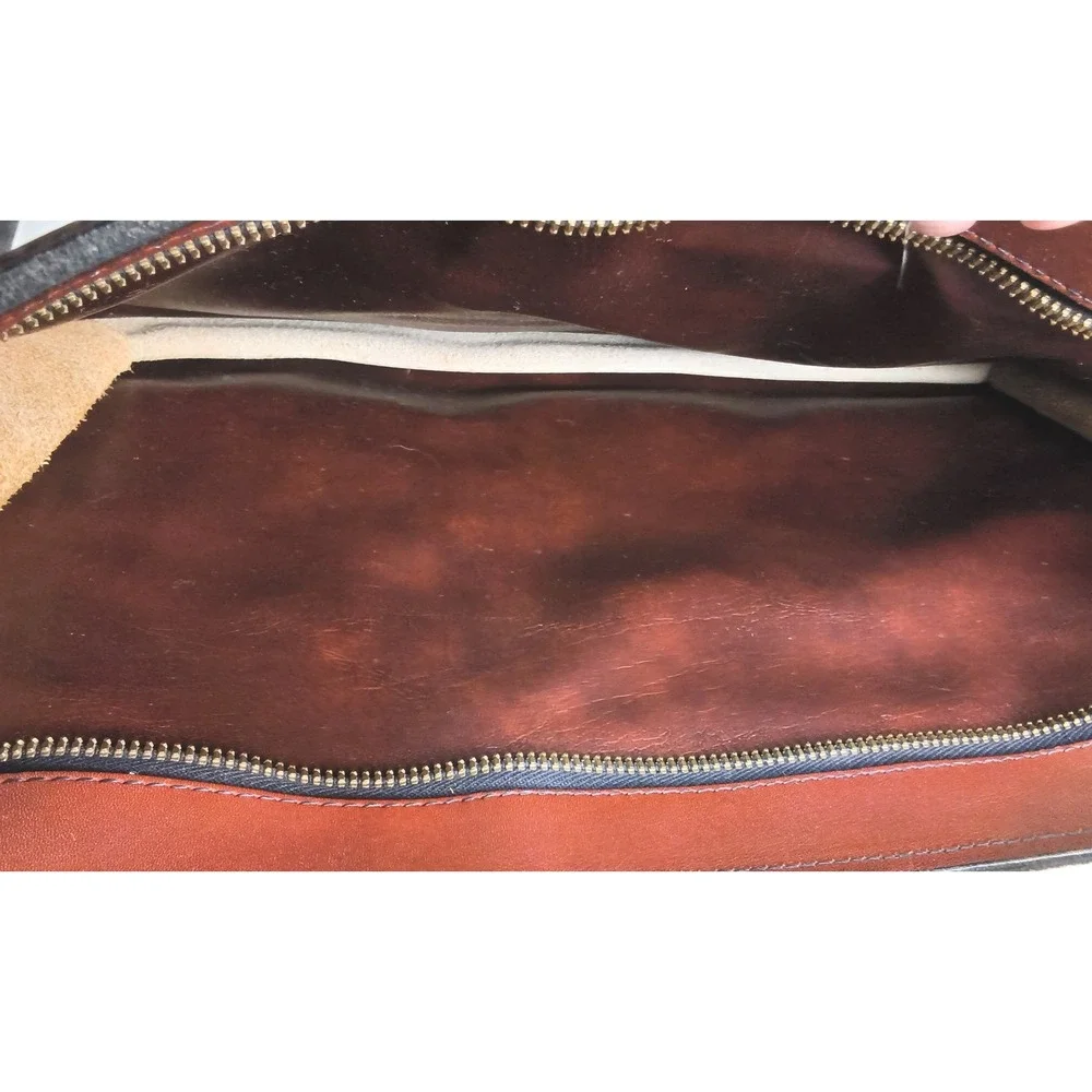 Vintage Schlesinger Brothers Briefcase Mens‎ Brown California Saddle Leather Bag